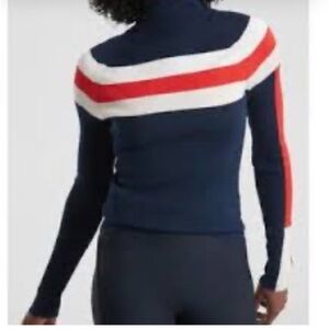 Athleta Brookshire Color block turtleneck,Merino Wool,navy, red, nude, Size XXS